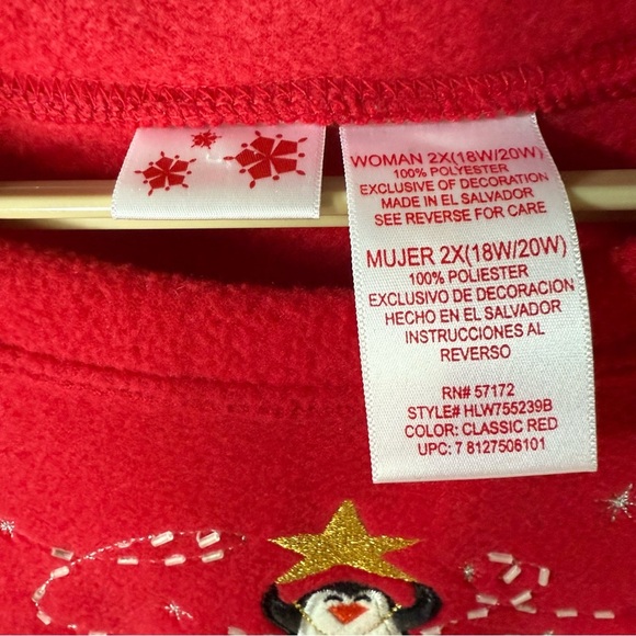 Christmas Penguin Fleece Sweatshirt Cozy Serendipity Whimsical Pullover Plus 2X - Picture 5 of 6